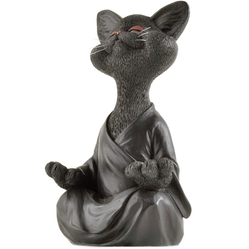 JFSM INC. 5" Whimsical Happy Cat Buddha Figurine â€“ Zen-Inspired Resin Cat Statue â€“ Meditating Animal Sculpture for Mindful Home or Office Decor â€“ Peaceful Gift for Cat Lovers and Yoga Fans - Image 5